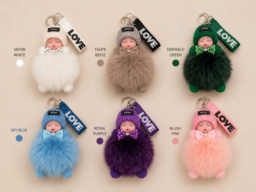 Cute Fluffy Baby doll Keychain
