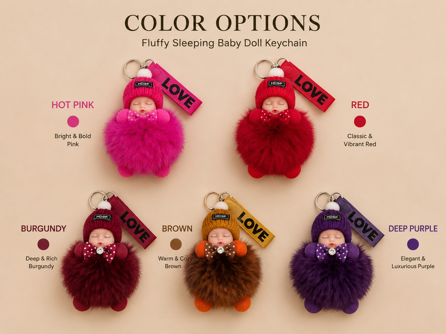 Cute Fluffy Baby doll Keychain
