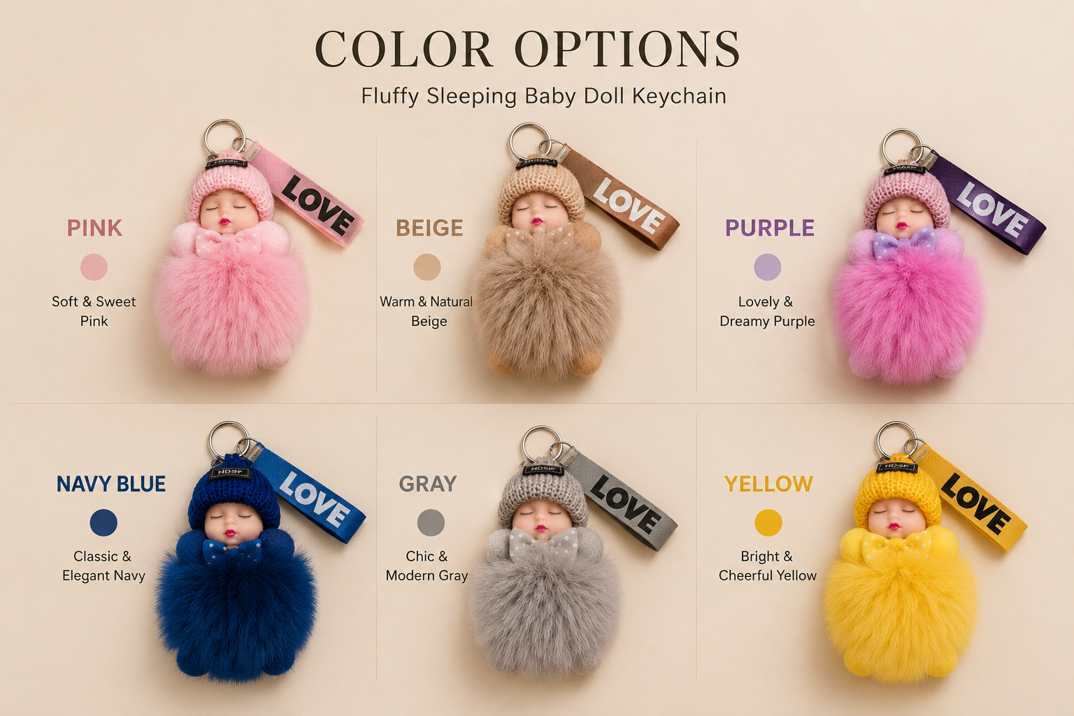 Cute Fluffy Baby doll Keychain