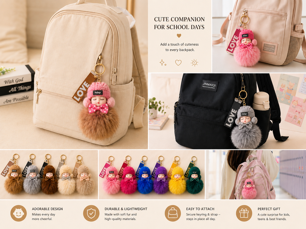Cute Fluffy Baby doll Keychain